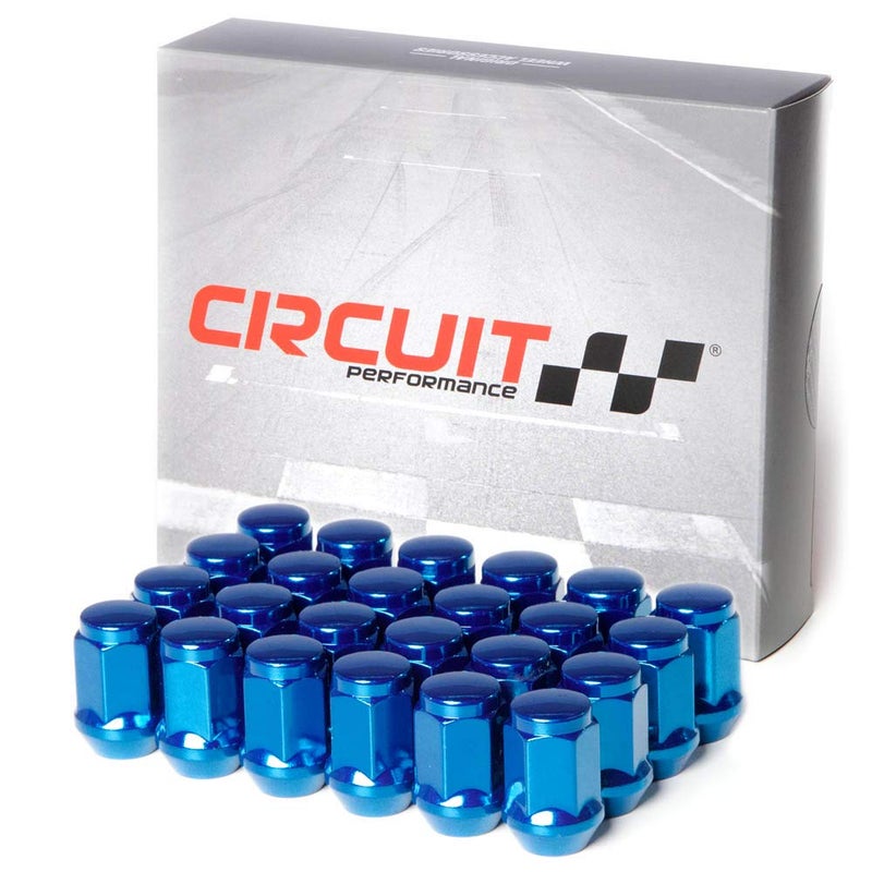 Circuit Performance 12x15 Blue Closed End Bulge Acorn Lug Nuts Cone Seat Forged Steel 24 Pieces