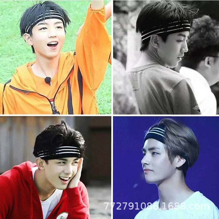 Children'S Sports Hair Band Hip-Hop Hip-Hop Dance Sweat-Absorbent Boys And Girls Hair Band Wash Face Headscarf Yoga Knitted Headband - Image 3