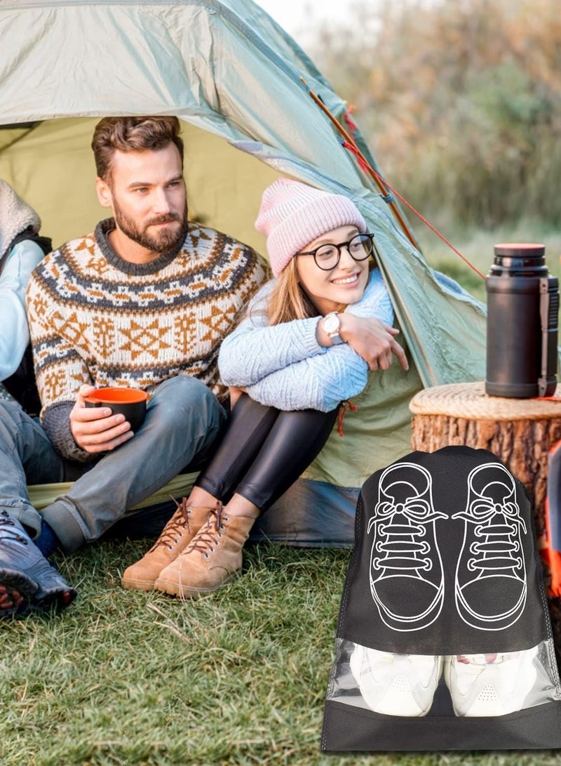 فلوشرينيك 10 قطع حقائب أحذية للسفر، حقائب تنظيم أحذية شفافة مع حبل، حقائب تخزين أحذية برباط محمولة حقائب تخزين أحذية للرجال والنساء، منظم أحذية كبير، حقائب تخزين أحذية كبيرة، حقائب برباط شفاف - Image 2