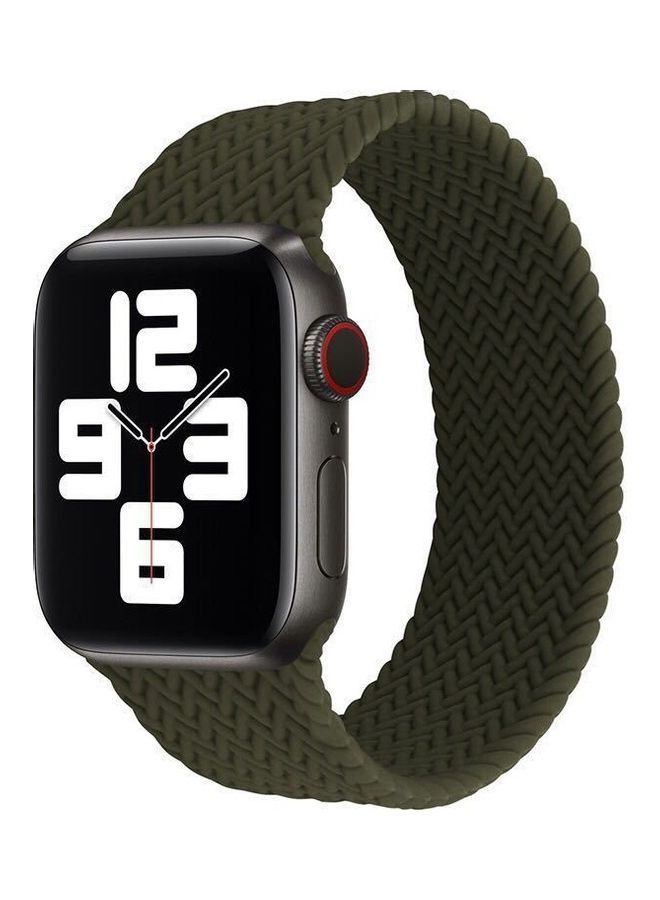 Silicon Braided Replacement Strap For Apple Watch Series 5/6/7 42/44/45mm Medium Green