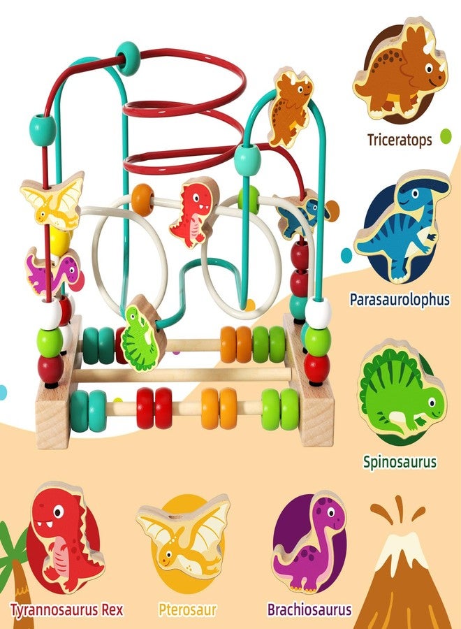 edutree Wooden Bead Maze Roller Coaster Toys for Toddlers, Dinosaur Colorful Shape Montessori Toys for 2-3 Year Old, Educational Learning Counting Toy for Baby Kids, Gift for Girls Boys - Image 3