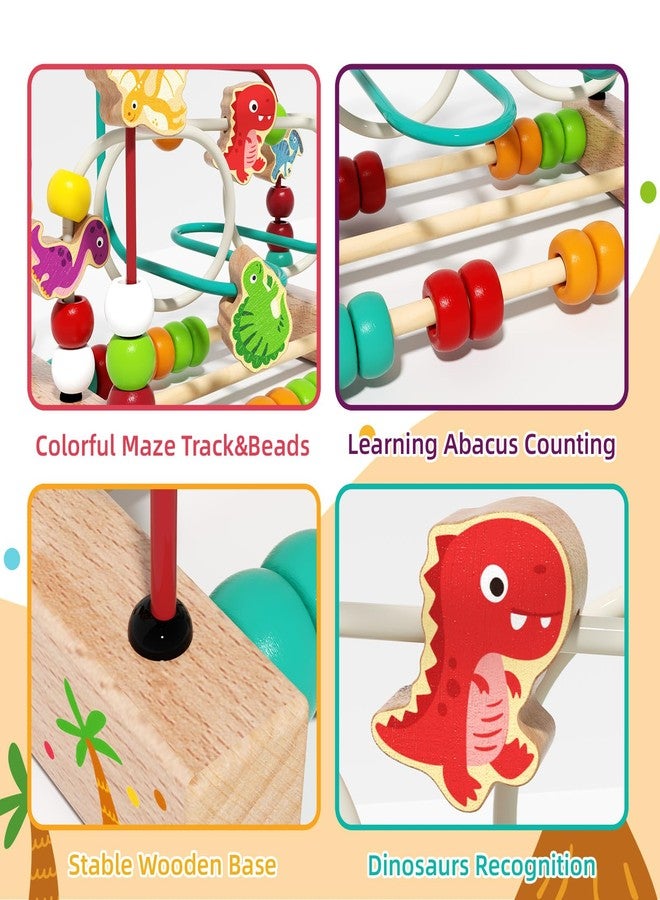 edutree Wooden Bead Maze Roller Coaster Toys for Toddlers, Dinosaur Colorful Shape Montessori Toys for 2-3 Year Old, Educational Learning Counting Toy for Baby Kids, Gift for Girls Boys - Image 4
