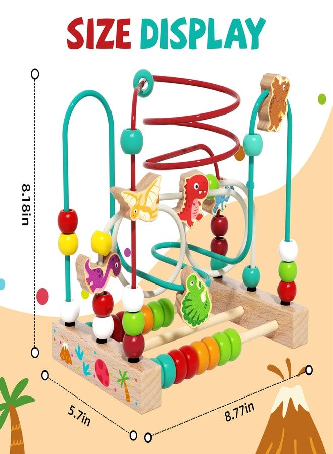 edutree Wooden Bead Maze Roller Coaster Toys for Toddlers, Dinosaur Colorful Shape Montessori Toys for 2-3 Year Old, Educational Learning Counting Toy for Baby Kids, Gift for Girls Boys - Image 5