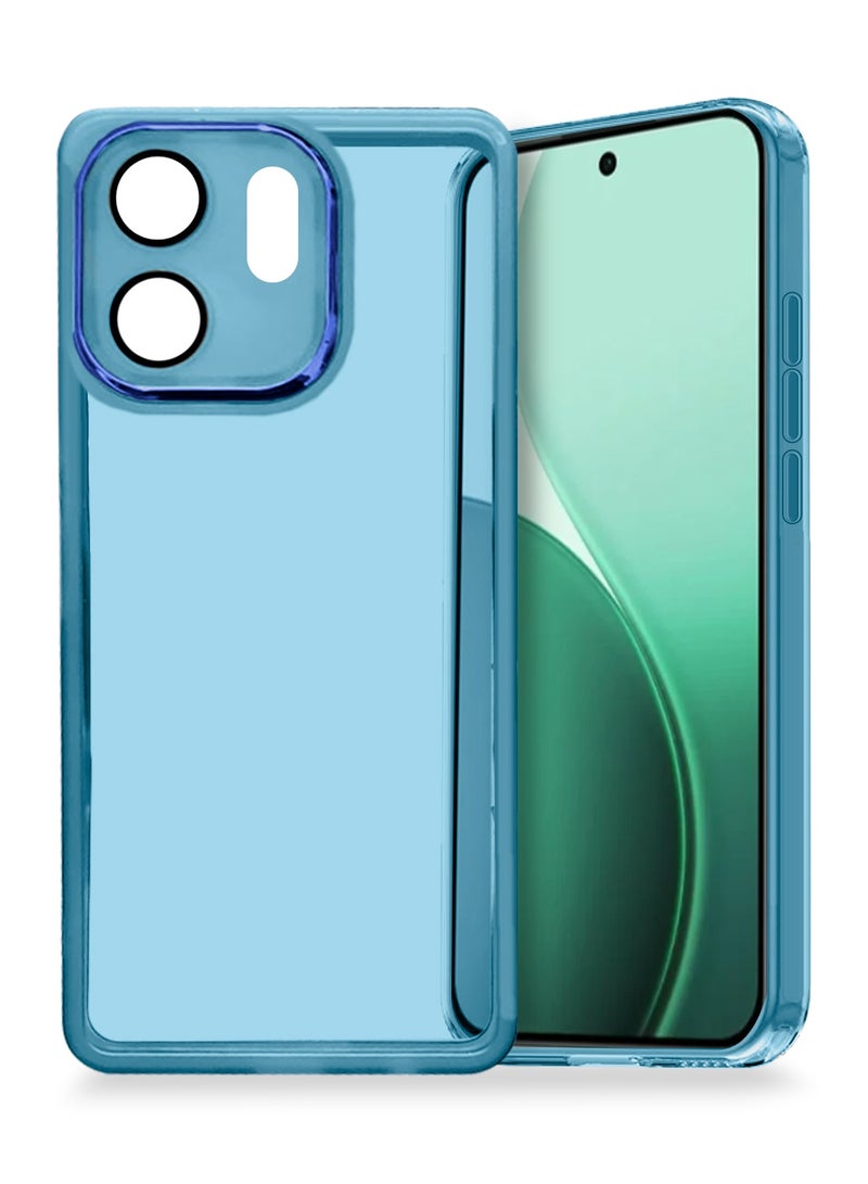 Wtech Oppo Reno14 F 5G 2025 Soft Transparent TPU Camera Lens Protection Silicone Ultra Thin Phone Stylish Electroplated Camera Border Back Case Cover - Blue - Image 1