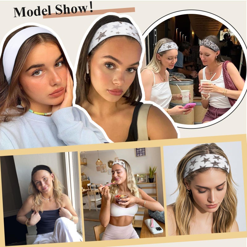 TERSE Leopard Headbands for Women Y2K Accessories: Trendy Women Head Bands with Cute Bow Star Cheetah Print, Stretchy Hair Bands 6PCS - Image 4