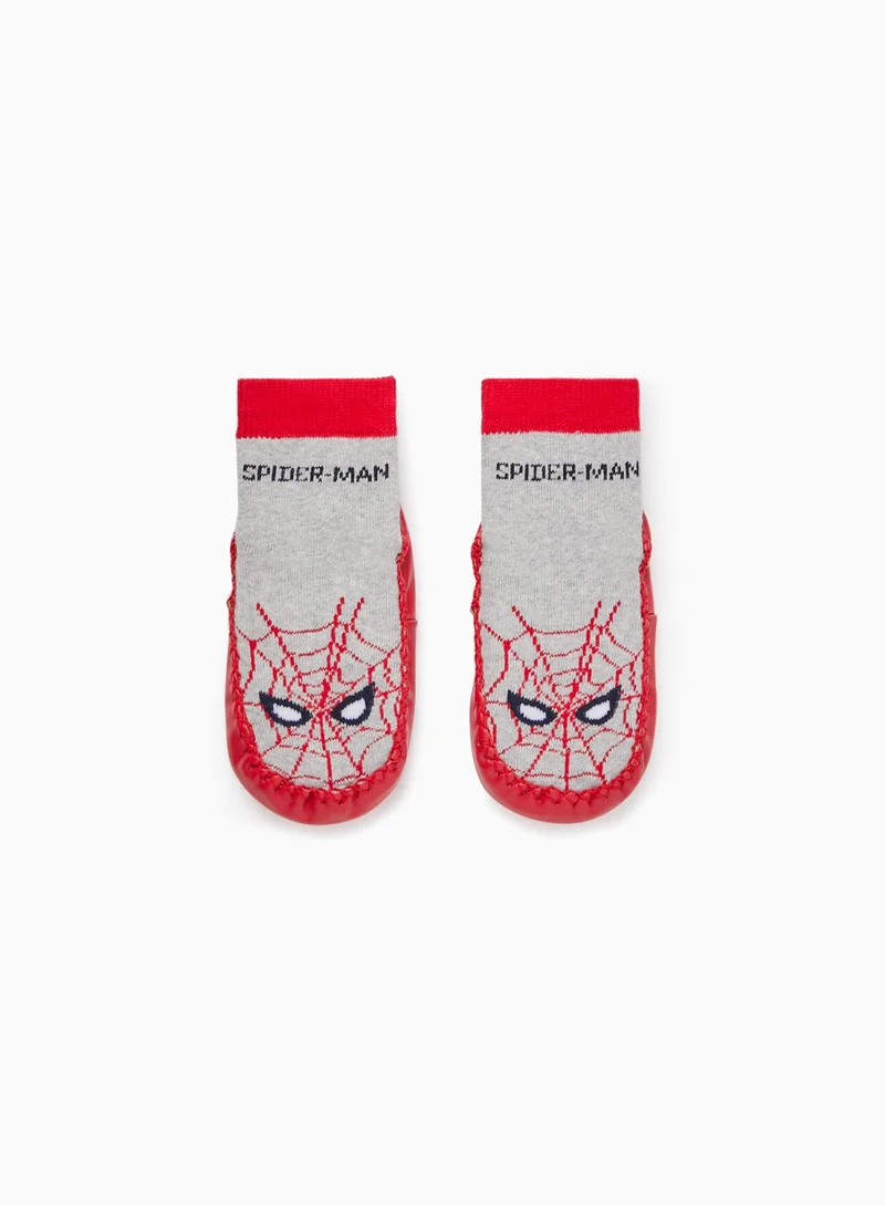 Zippy Slipper-Socks for Babies and Boys 'Spider-Man', Grey/red