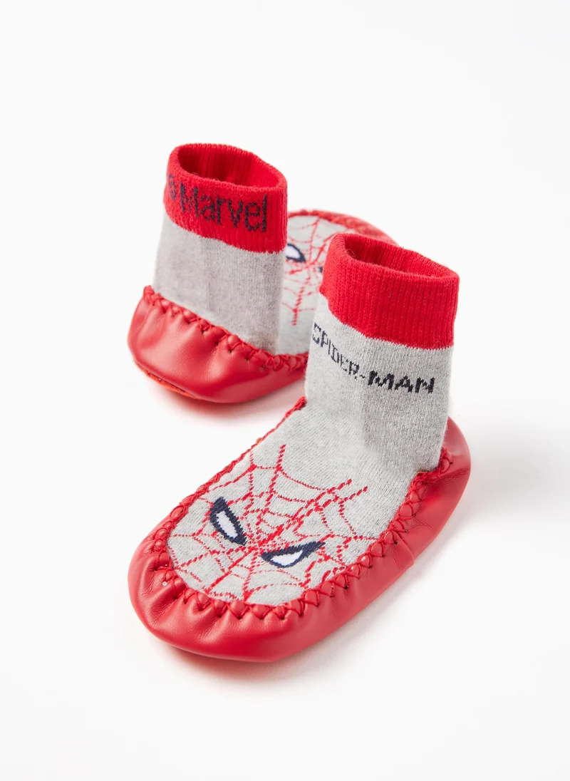 Zippy Slipper-Socks for Babies and Boys 'Spider-Man', Grey/red
