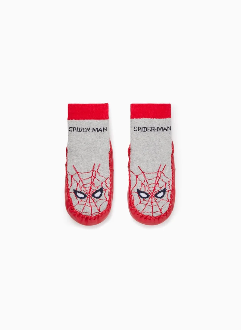 Zippy Slipper-Socks for Babies and Boys 'Spider-Man', Grey/red