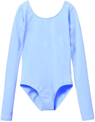 MdnMd Girls Kids Classic Basic Long Sleeve Leotard for Ballet Dance Gymnastics Outfit Bodysuit Blue 1214 Years - Image 1