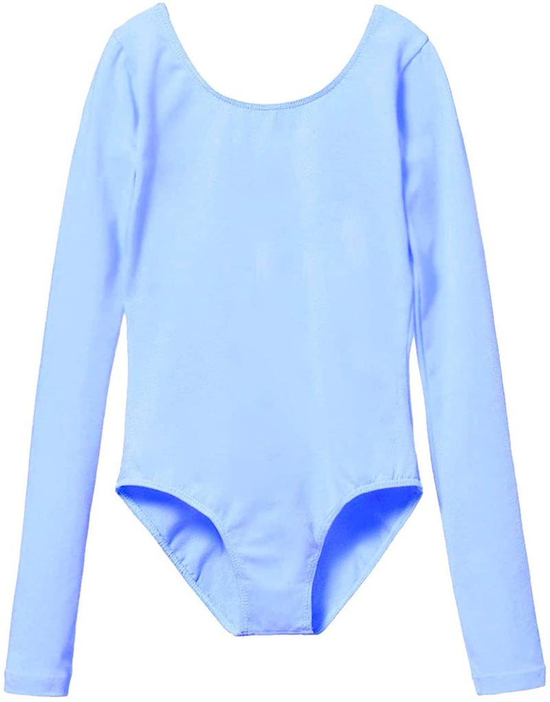 MdnMd Girls Kids Classic Basic Long Sleeve Leotard for Ballet Dance Gymnastics Outfit Bodysuit Blue 1214 Years - Image 2