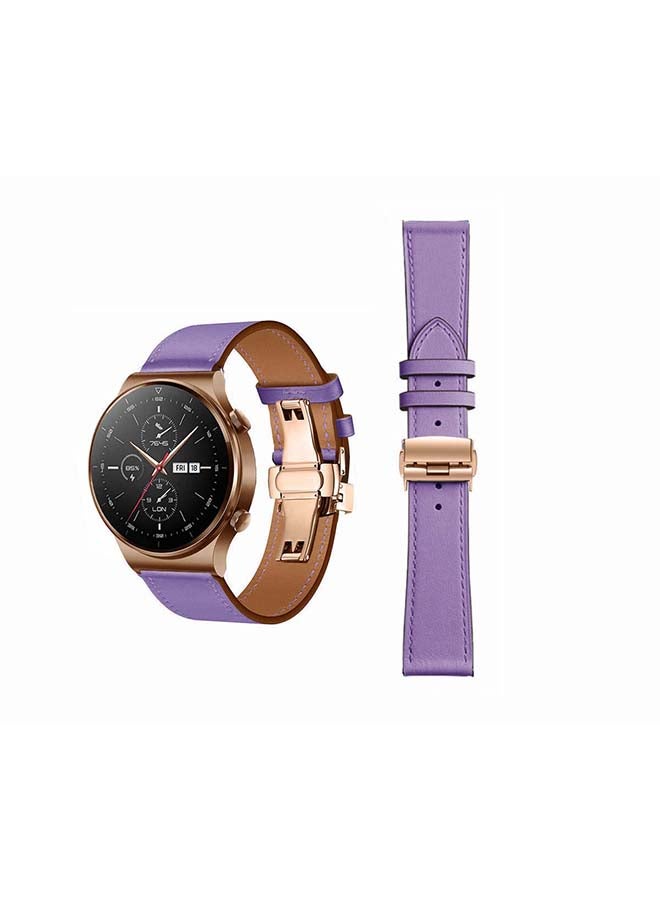 بيرفيي سوار بديل من الجلد الطبيعي مقاس 22 مم لساعة هواوي GT2 برو ارجواني فاتح - Image 1