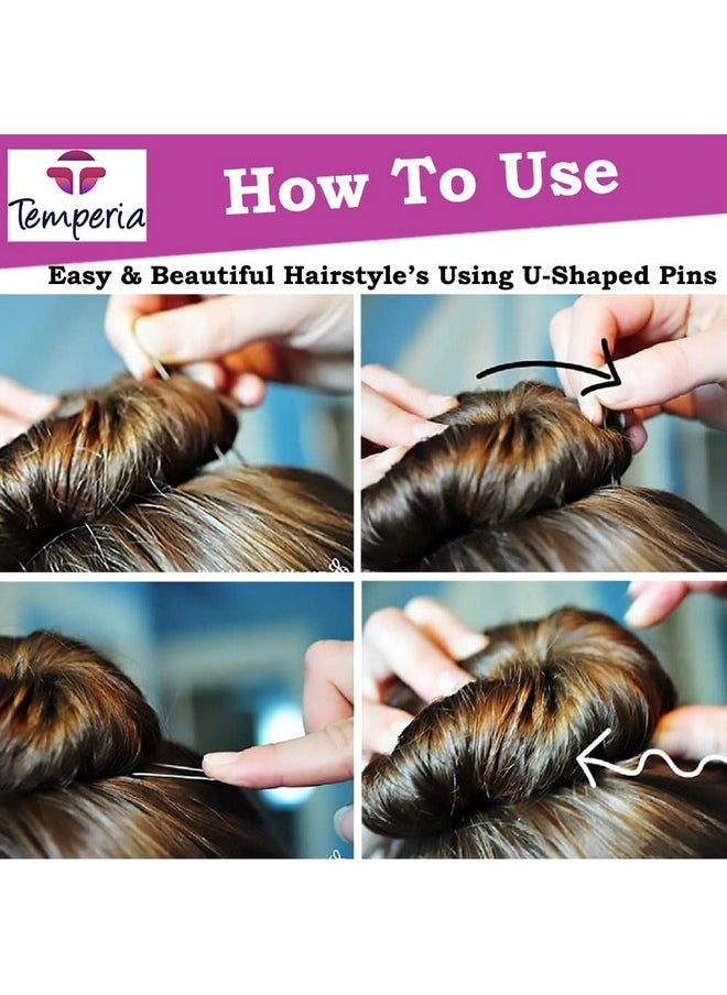 Temperia - Temperia U Hair Pins for Women & Girls | Juda Pins (Pack Of 50) (7cm Long) | Stylish U-Shaped Hairpins for Hairstyling | Hair Styling Accessories Clips (Black) - Image 1