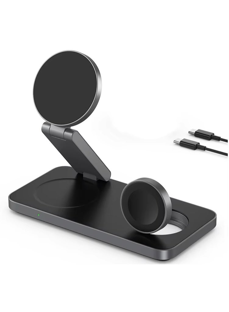 3-in-1 15W Wireless Charger Station – Fast Charging Pad for iPhone 17 16 15 14 Pro Max, Apple Watch Ultra/Series, AirPods | Compatible with Samsung Galaxy | Portable Foldable Desk Charging Dock - Image 4