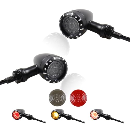 MotoParAcc Universal Motorcycle Rear LED Turn Signals 12V Brake Tail Lights Running Lights for Harley Sportster Iron 1200 Softail Yamaha Victory Kawasaki Suzuki Chopper Bobber - Image 1