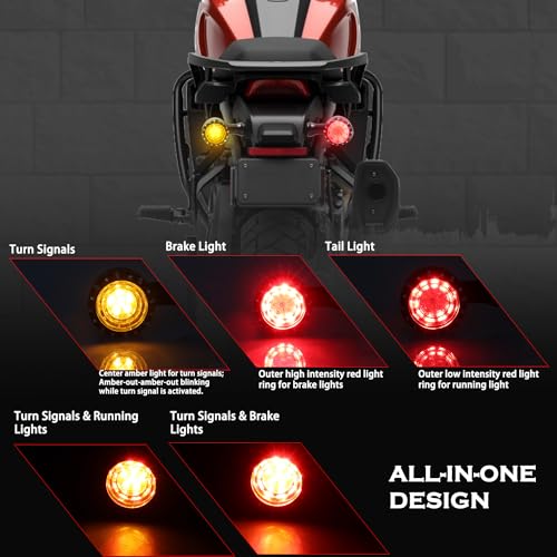 MotoParAcc Universal Motorcycle Rear LED Turn Signals 12V Brake Tail Lights Running Lights for Harley Sportster Iron 1200 Softail Yamaha Victory Kawasaki Suzuki Chopper Bobber - Image 2
