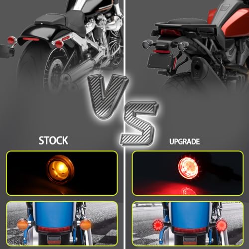 MotoParAcc Universal Motorcycle Rear LED Turn Signals 12V Brake Tail Lights Running Lights for Harley Sportster Iron 1200 Softail Yamaha Victory Kawasaki Suzuki Chopper Bobber - Image 3