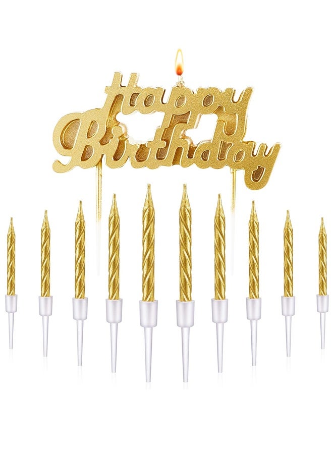 Happy Birthday Candles Letter Cake Topper with 10 Pcs 3 Inch Short Thin Spiral Candles for Cake Topper Birthday Decoration Party Supplies - Image 1