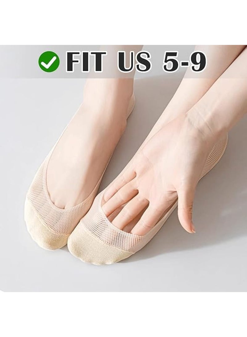 SYOSI No Show Socks for Women, Invisible Sling Back Low Cut Half Toe Topper Socks with Non Slip Straps for Heels, Breathable and Comfortable Liner Socks for Flats or Dress Shoes, 6 Pairs - Image 5