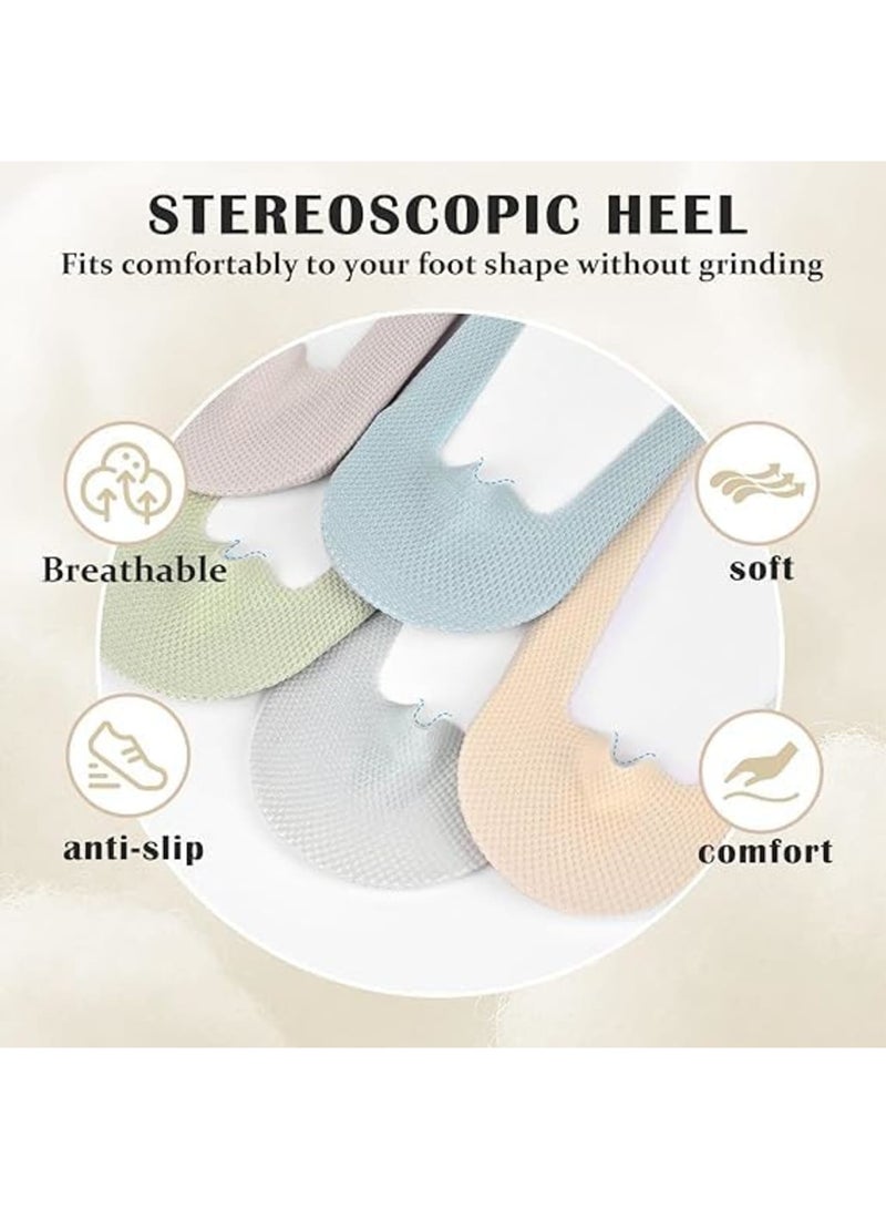 SYOSI No Show Socks for Women, Invisible Sling Back Low Cut Half Toe Topper Socks with Non Slip Straps for Heels, Breathable and Comfortable Liner Socks for Flats or Dress Shoes, 6 Pairs - Image 3