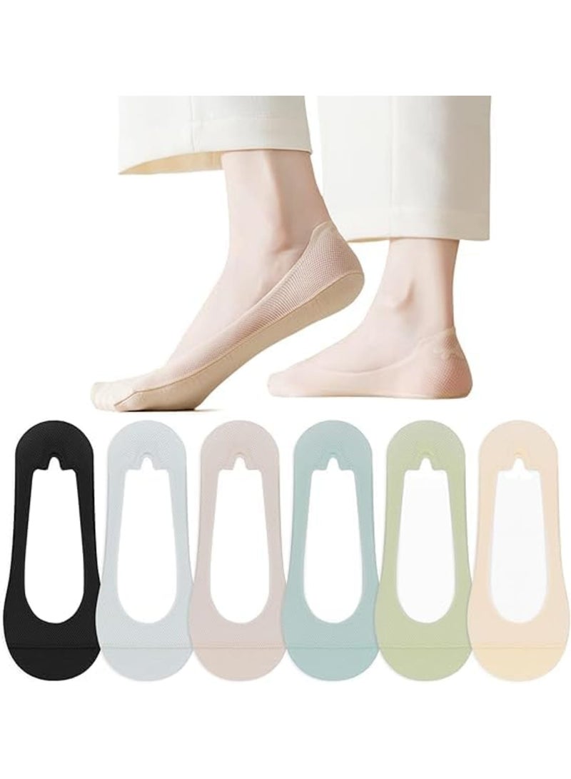 SYOSI No Show Socks for Women, Invisible Sling Back Low Cut Half Toe Topper Socks with Non Slip Straps for Heels, Breathable and Comfortable Liner Socks for Flats or Dress Shoes, 6 Pairs - Image 1