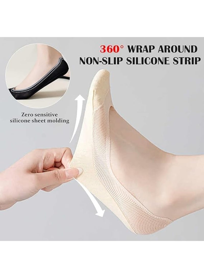 SYOSI No Show Socks for Women, Invisible Sling Back Low Cut Half Toe Topper Socks with Non Slip Straps for Heels, Breathable and Comfortable Liner Socks for Flats or Dress Shoes, 6 Pairs - Image 4