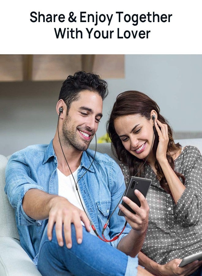 JSAUX USB C to Dual 3.5mm Female Headphone Splitter, Type C to Dual 3.5mm Female Aux Y Jack Headphone Adapter Compatible with iPhone 16 Pro Max/15 Pro Max, Galaxy S24/23 Ultra, Pixel, iPad Pro-Red - Image 2