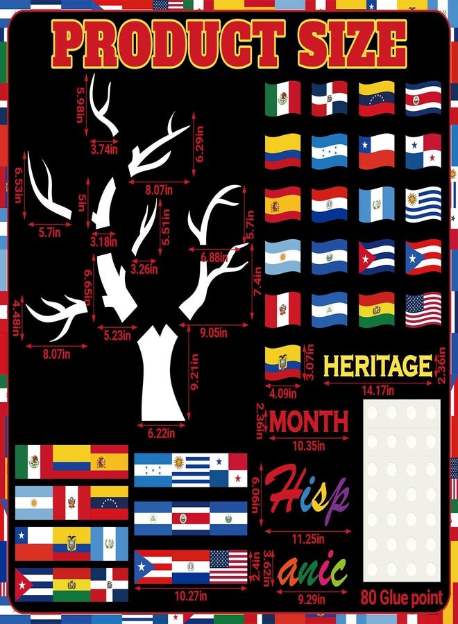 Containlol Hispanic Heritage Month Bulletin Board Decorations Latin American Classroom Decor Spanish Flags Cutouts for National Hispanic Classroom School Party Supplies (Tree) - Image 2