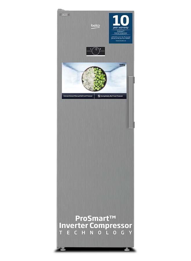 Upright Freezer 313 Liters Gross(286 Net) Capacity, Single Door, No Frost, Low noise, Reversible Door, Smooth Fit, 10 Years Warranty on ProSmart Inverter Compressor RFNE360X Titanium Inox