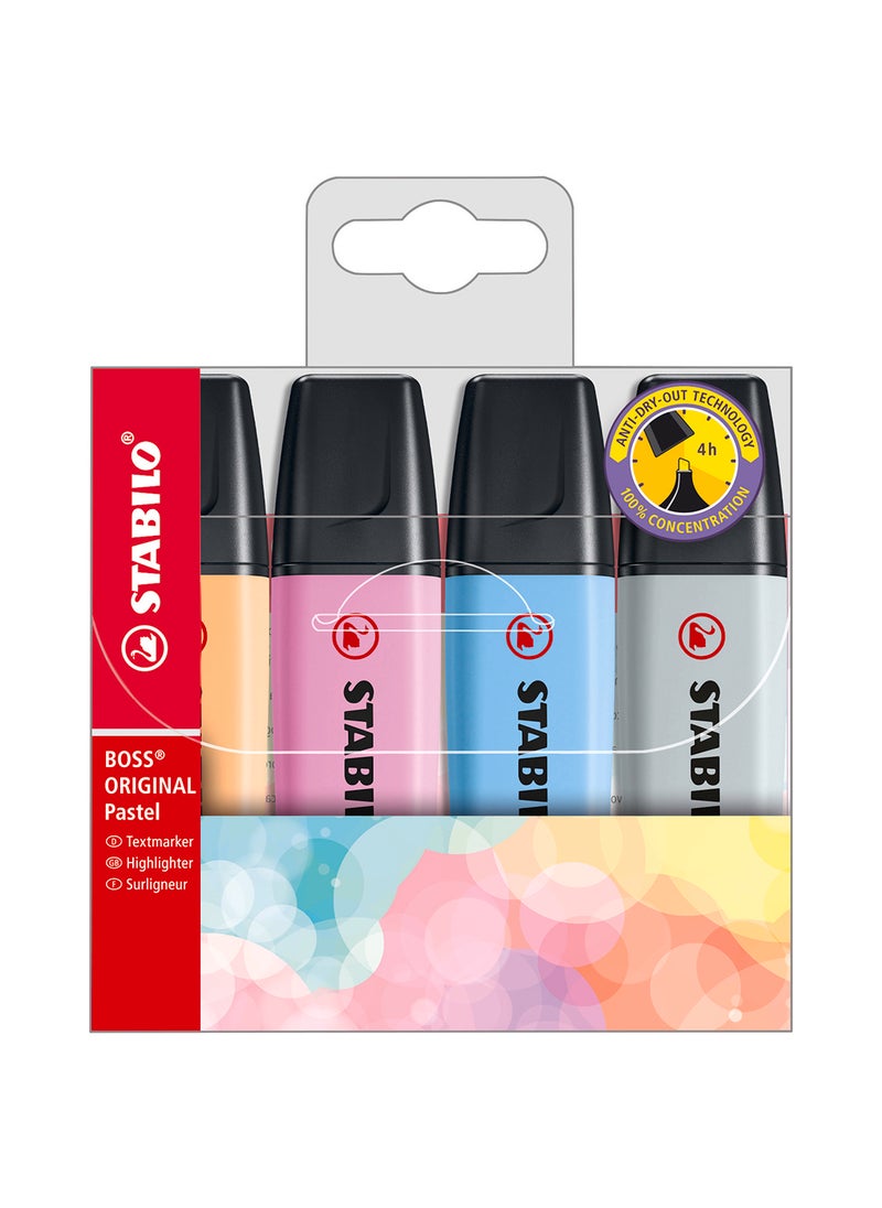 STABILO Boss Original Highlighter Pen , Pastel Highlighters , for Journal Planner , Note Taking , Drawing Illustrations , Pack of 4 Colors  - Image 1