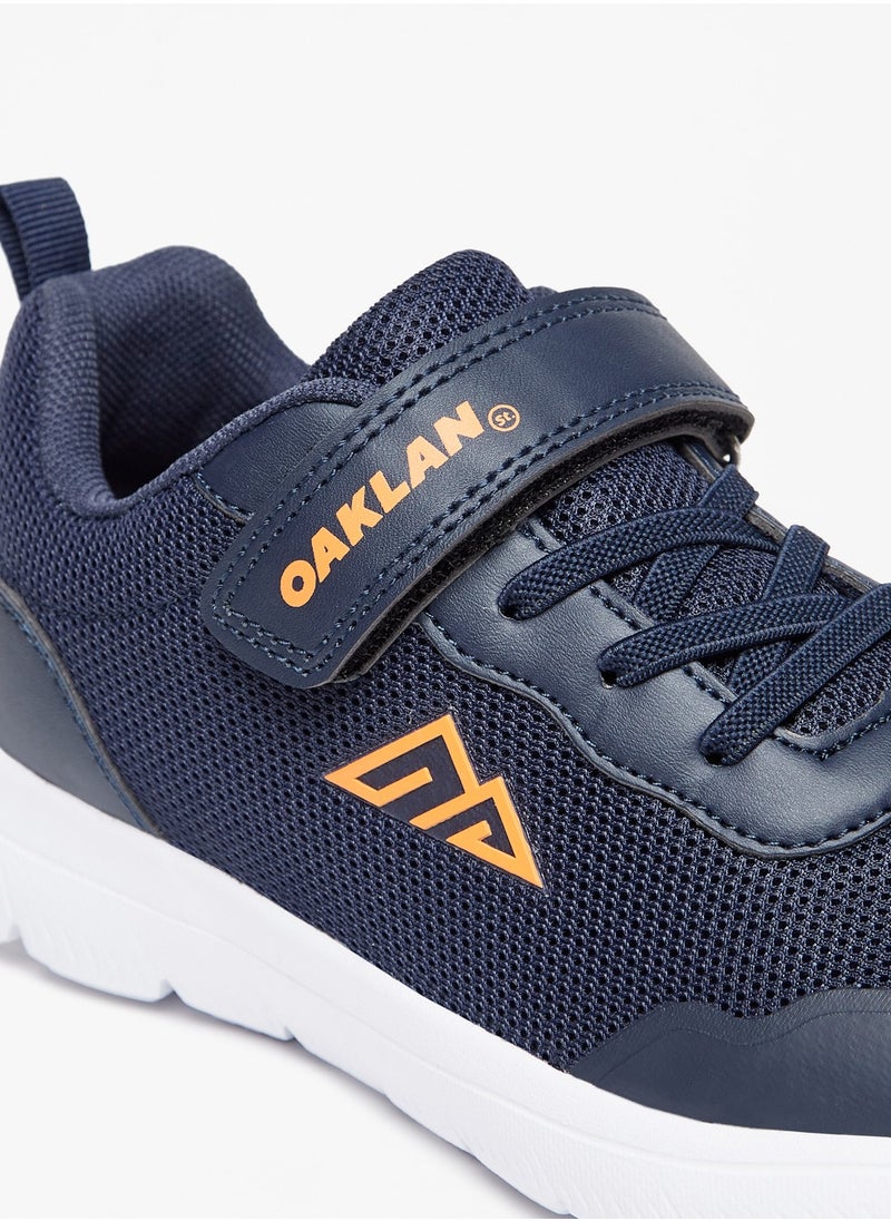 Oaklan by Shoexpress - Logo Print Sports Shoes with Hook and Loop Closure - Image 1