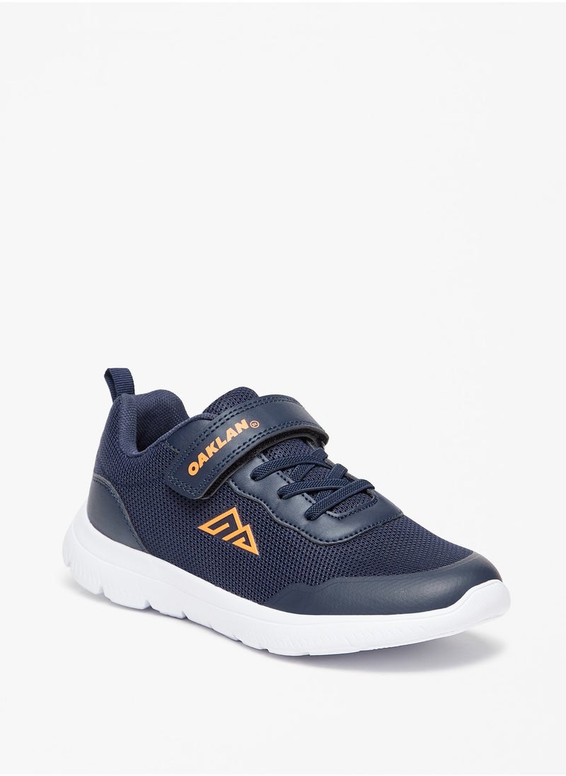 Oaklan by Shoexpress - Logo Print Sports Shoes with Hook and Loop Closure - Image 1
