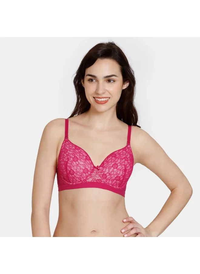 zivame Zivame Lace Detail Balconette Bra with Hook and Eye Closure