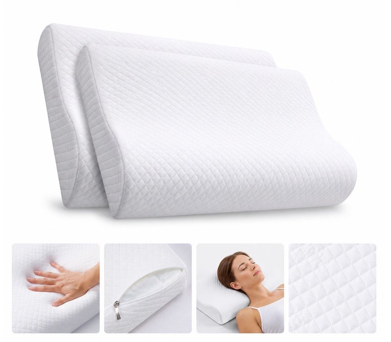 Luxury Ergonomic Memory Foam Pillow for Neck Support – Orthopedic Contour Design, Cooling Breathable Cover, Pain Relief for Side & Back Sleepers, Hotel Quality Premium Pillow, - Image 1