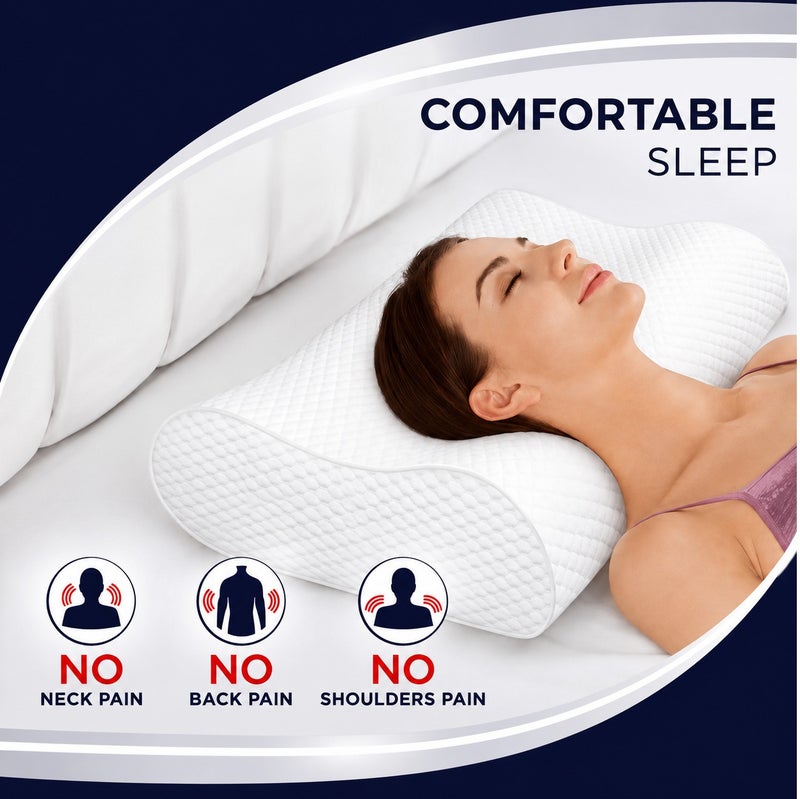 Luxury Ergonomic Memory Foam Pillow for Neck Support – Orthopedic Contour Design, Cooling Breathable Cover, Pain Relief for Side & Back Sleepers, Hotel Quality Premium Pillow, - Image 5
