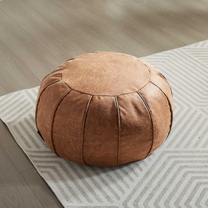 Louis Donné وسادة دائرية غير محشوة سوبر سوفت مصنوعة يدويًا غطاء أريكة مزخرف مزيف حل تخزين مسند قدم مقعد أو شرفة مكتب داخلي بني كوجناك