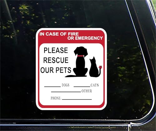 Adullpony in Case of Fire or Emergency Please Rescue Our Pets Stickers – Pet Alert Safety Stickers, 5x4 inch Pet Fire Rescue Signs for Car and Home Windows 6PCS - Image 5