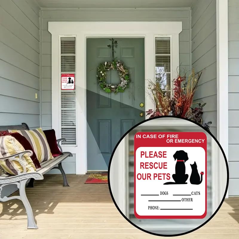 Adullpony in Case of Fire or Emergency Please Rescue Our Pets Stickers – Pet Alert Safety Stickers, 5x4 inch Pet Fire Rescue Signs for Car and Home Windows 6PCS - Image 3