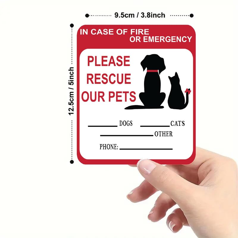 Adullpony in Case of Fire or Emergency Please Rescue Our Pets Stickers – Pet Alert Safety Stickers, 5x4 inch Pet Fire Rescue Signs for Car and Home Windows 6PCS - Image 2