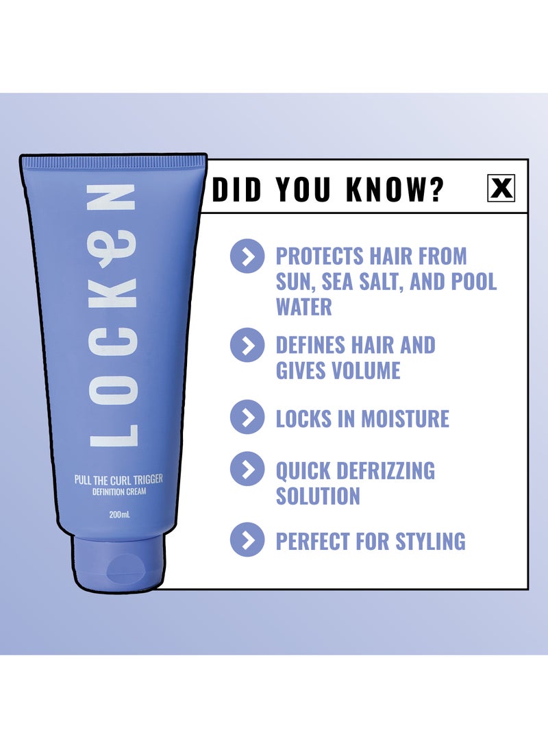LOCKEN LEAVE-IN DEFINITION CREAM – Defines, De-Frizzes & Styles Curly Hair – With Shea Butter, Argan Oil & Provitamin B5 – For Smooth, Long-Lasting Curls (200ml) - Image 3