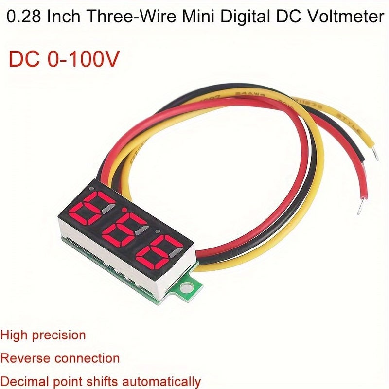 Mini Digital Voltmeter DC 0 28 Inch Three Line Display 0 100V LED Tester With Reverse Polarity Protection Accurate Pressure Measurement Blue - Image 2