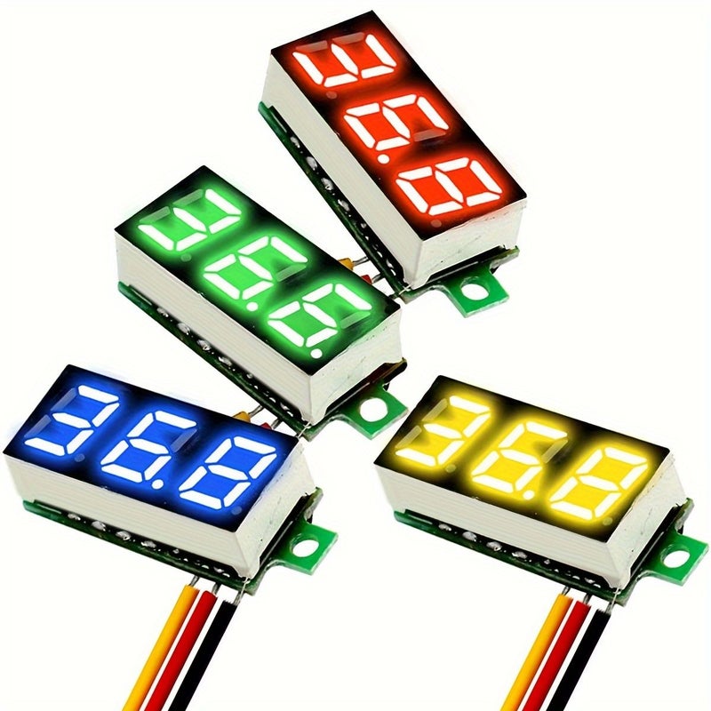 Mini Digital Voltmeter DC 0 28 Inch Three Line Display 0 100V LED Tester With Reverse Polarity Protection Accurate Pressure Measurement Blue - Image 1