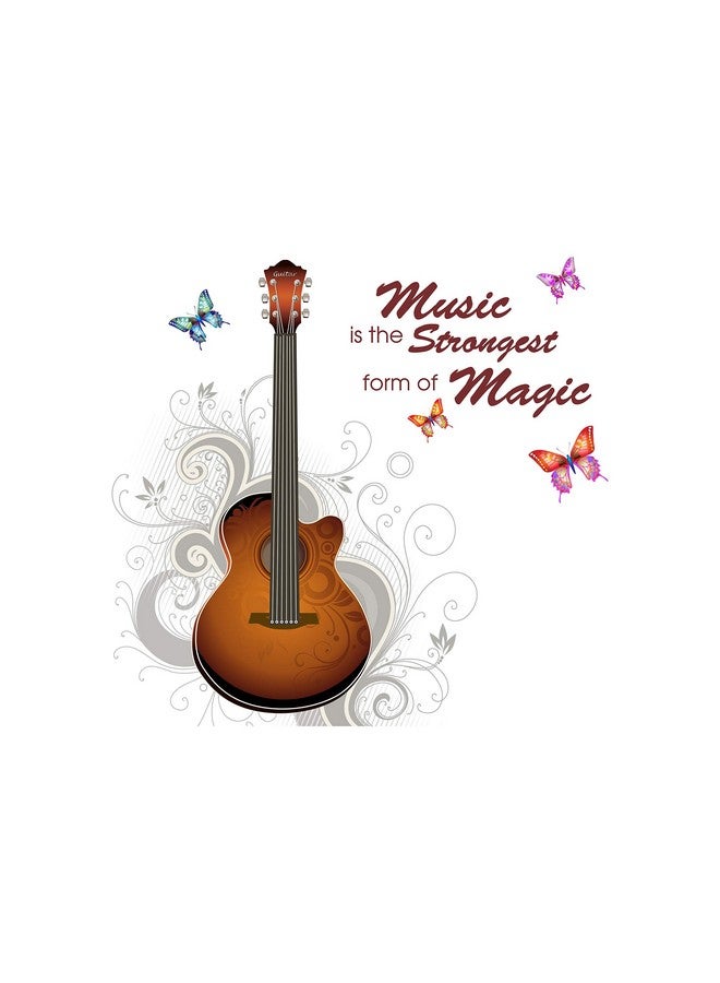 DivineDesigns™ Vinyl Guitar with Quotes Music Stronger Magic Wall Sticker for Music Lovers Living Room, Bedroom, Office (25X24 Inch) Pack of 1 - Image 2