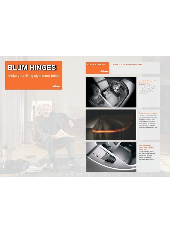 Blum Blum 110 Degree Cliptop 71B3550 Soft Close Hinges - Full Overlay Soft Close Frameless Application kit Includes Screws  - Image 4