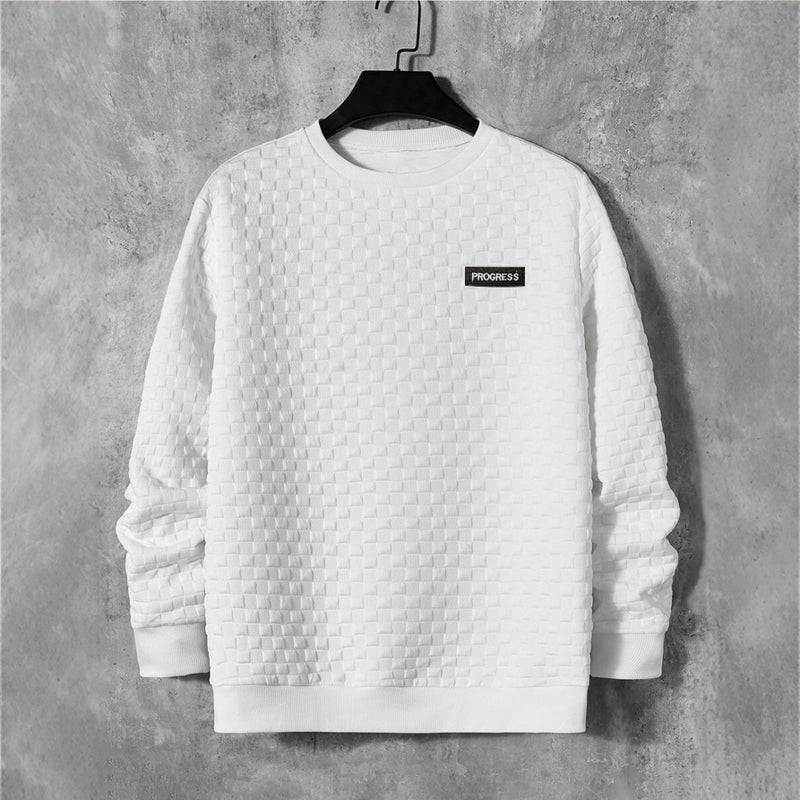 Men's Heavyweight Plaid Relaxed Pullover Round Neck Sweatshirt - Image 1
