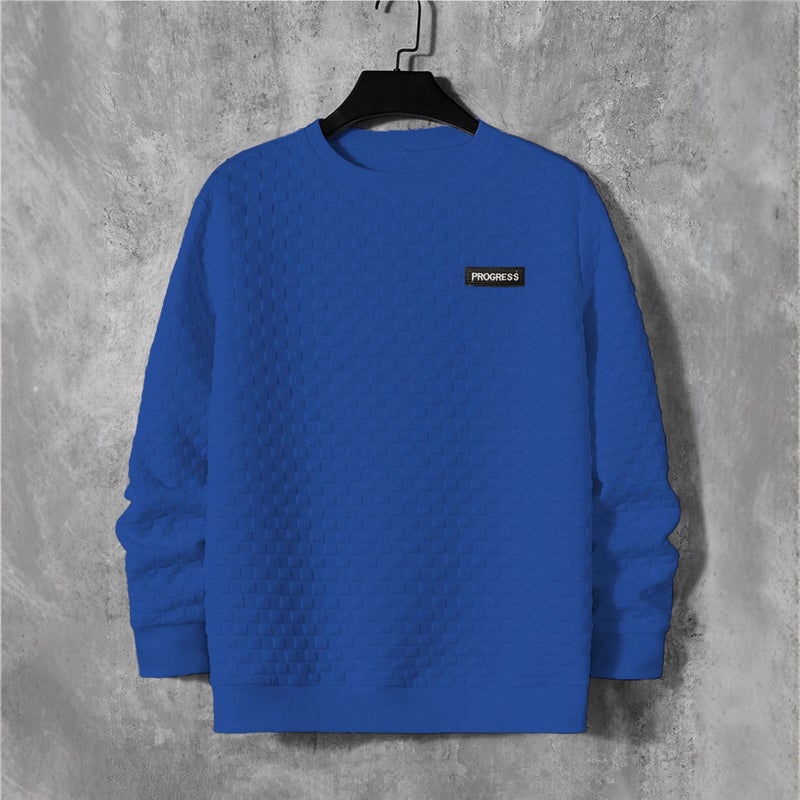 Men's Heavyweight Plaid Relaxed Pullover Round Neck Sweatshirt - Image 2
