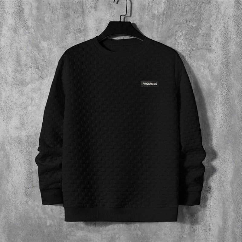Men's Heavyweight Plaid Relaxed Pullover Round Neck Sweatshirt - Image 4