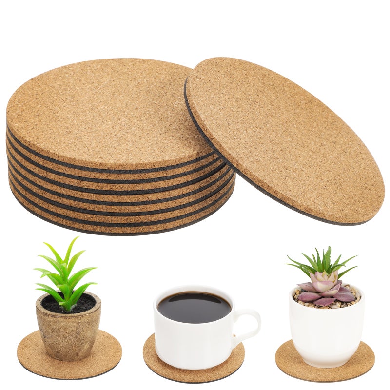 8pcs Cork Round Plant Pots Cork Mats Absorbent Planter Table Indoor Plants Cork Trivets - Image 1