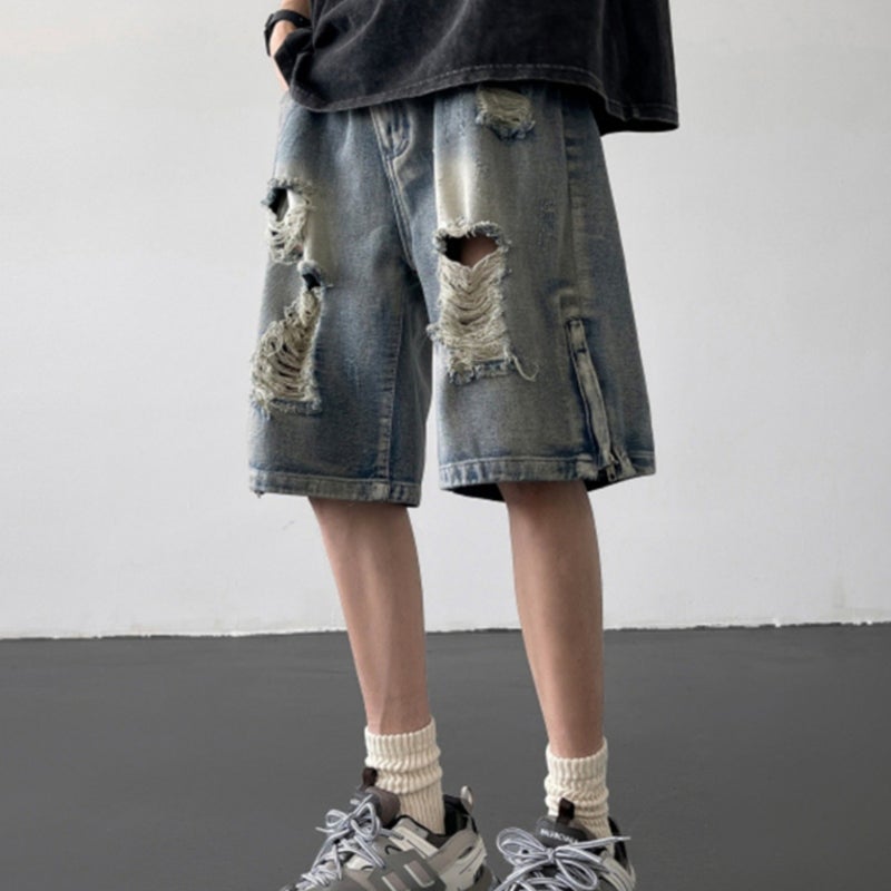Men's Distressed Denim Shorts - Image 1