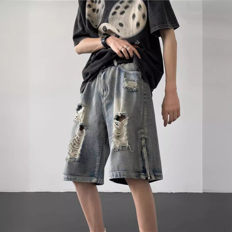 Men's Distressed Denim Shorts - Image 2
