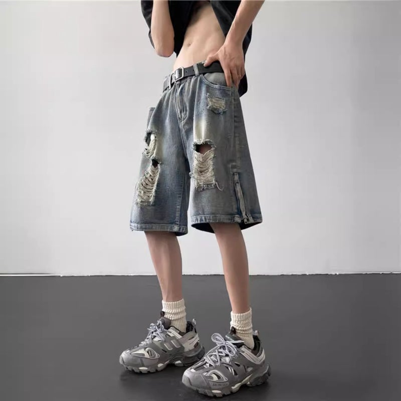 Men's Distressed Denim Shorts - Image 4